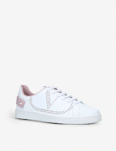 Shop Valentino Backnet Perforated Leather Trainers