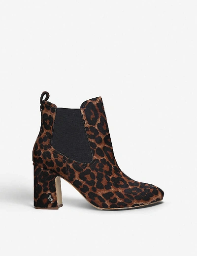 Shop Kurt Geiger Raylan Leopard-print Pony Hair Ankle Boots In Cream Comb