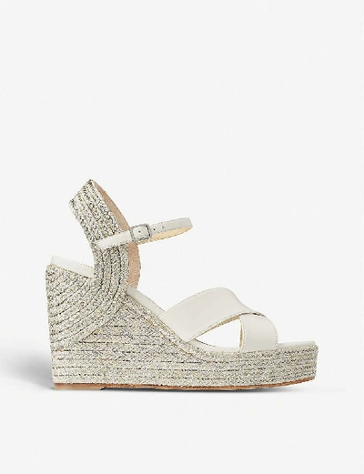 Shop Jimmy Choo Dellena 100 Leather Wedge Sandals