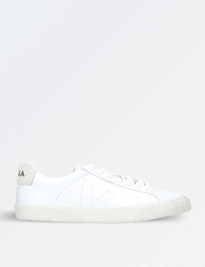 Shop Veja Women's White Women's Esplar Logo Leather Trainers