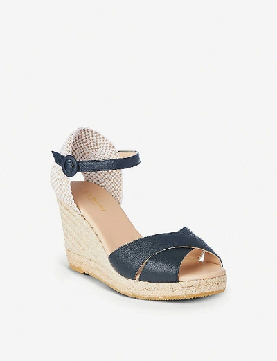Shop Lk Bennett Womens Blu-navy Angele Patterned Leather Sandals 4