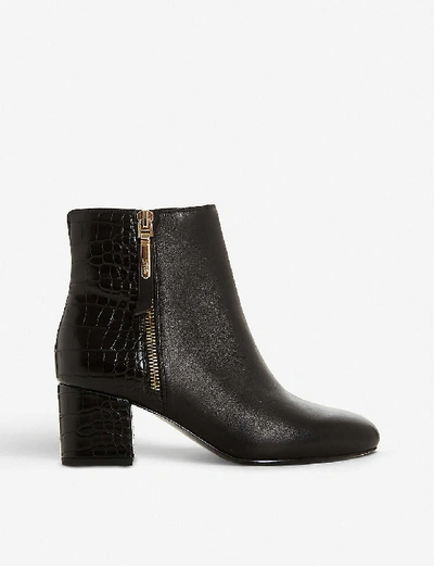 Shop Dune Orlla Leather Ankle Boots In Black-croc Print Leather
