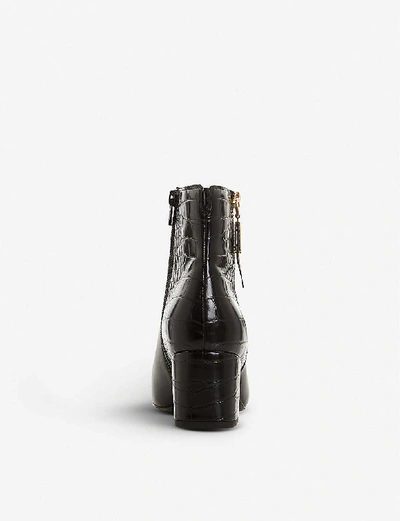 Shop Dune Orlla Leather Ankle Boots In Black-croc Print Leather