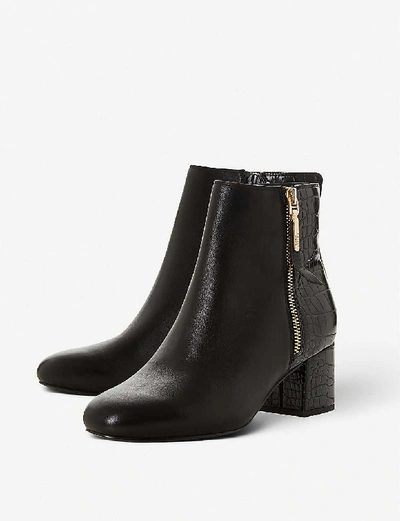 Shop Dune Orlla Leather Ankle Boots In Black-croc Print Leather