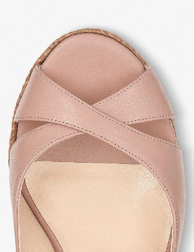 Shop Jimmy Choo Amely 80 Leather Slingback Wedge Sandals In Ballet Pink