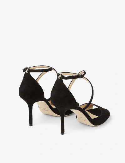 Shop Jimmy Choo Emsy 85 Peep-toe Suede Heeled Sandals