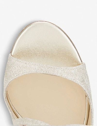 Shop Jimmy Choo Womens Platinum Ice Lang 100 Glitter Heeled Sandals 1.5
