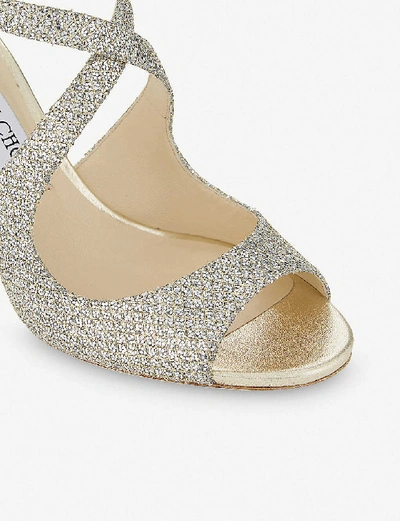 Shop Jimmy Choo Emily 85 Champagne Glitter Heeled Sandals