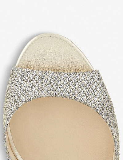 Shop Jimmy Choo Emily 85 Champagne Glitter Heeled Sandals