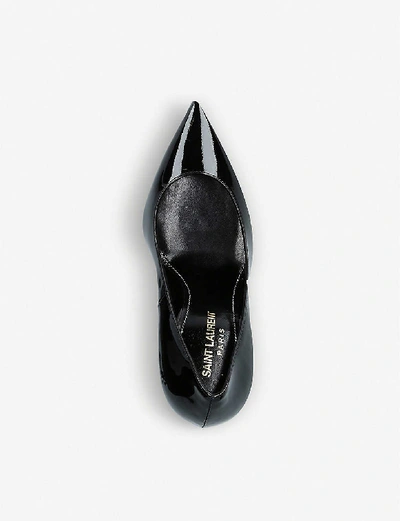 Shop Saint Laurent Opyum Logo Heel Patent Leather Courts In Black