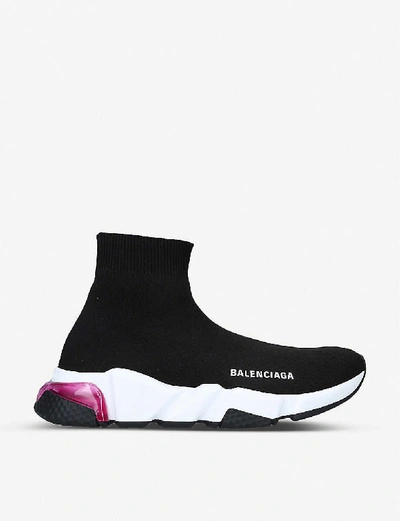 Shop Balenciaga Speed Knitted Bubble High-top Trainers In Blk/other