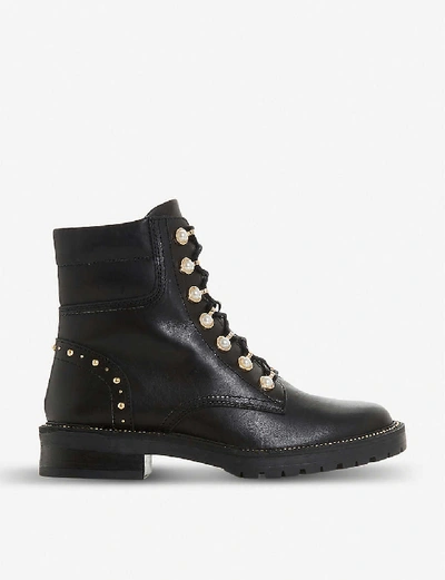 Shop Dune Pearley Embellished Leather Hiking Boots