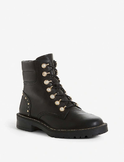 Shop Dune Pearley Embellished Leather Hiking Boots