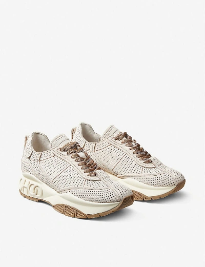 Shop Jimmy Choo Raine Suede, Mesh And Leather Trainers In X Linen