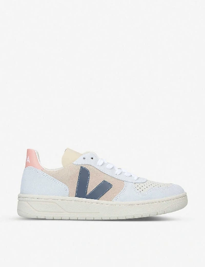Shop Veja V-10 Suede Trainers In Tan Comb
