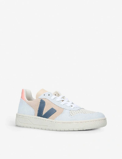 Shop Veja V-10 Suede Trainers In Tan Comb