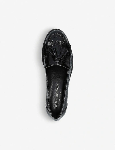 Shop Kurt Geiger Klarke Snake-embossed Leather Tassel Loafers
