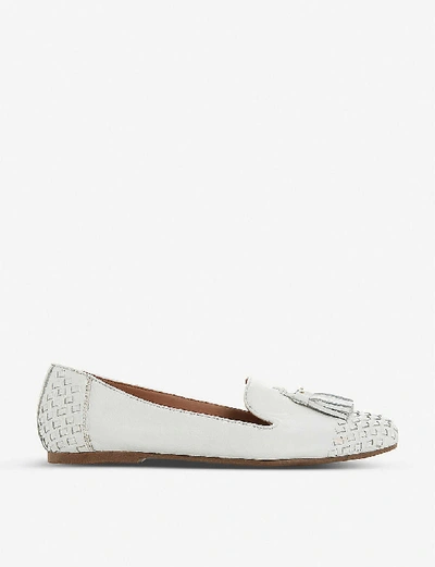Shop Dune Gilson Woven Leather Loafers In White-leather
