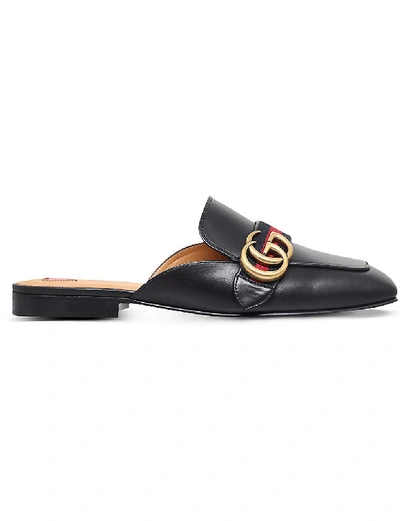 Shop Gucci Backless Leather Mules In Black