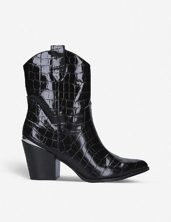 black croc print boots