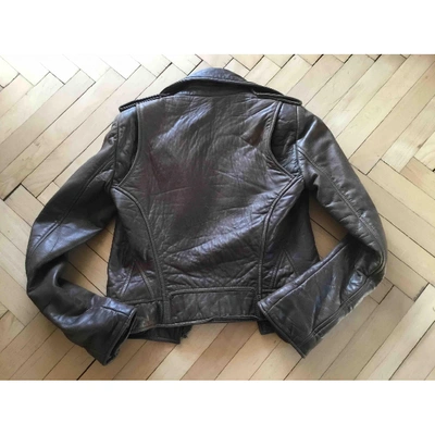 Pre-owned Balenciaga Leather Biker Jacket In Khaki