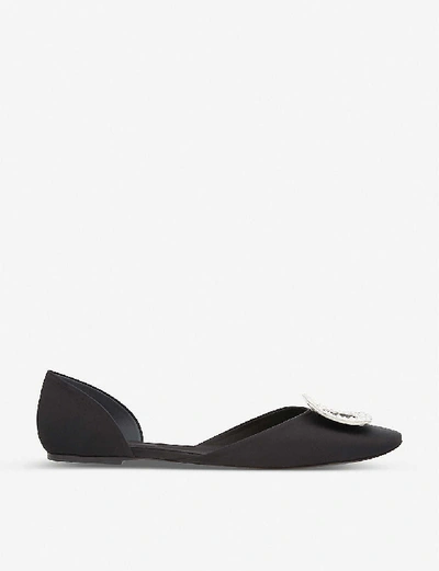 Shop Roger Vivier Chips Strass Silk-satin Ballerina Flats In Black