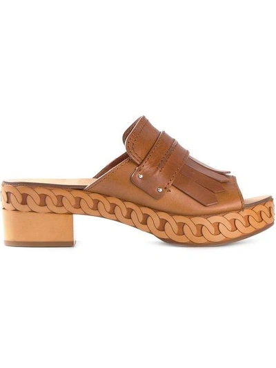 Shop Casadei Open Toe Clog Sandals In Brown