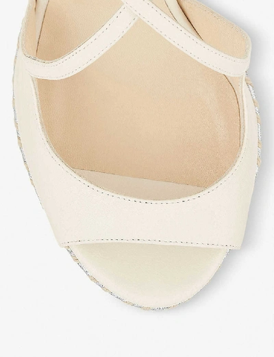 Shop Jimmy Choo Dakota 120 Leather Wedge Sandals In Off White