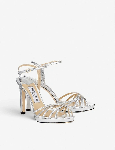 Shop Jimmy Choo Lilah 100 Leather Heeled Sandals In Silver