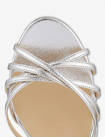 Shop Jimmy Choo Lilah 100 Leather Heeled Sandals In Silver