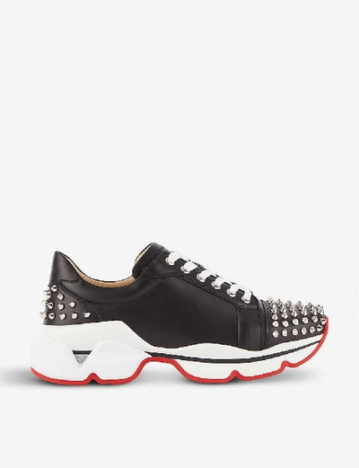 Shop Christian Louboutin Vrs 2018 Flat Calf/spk Black/silver