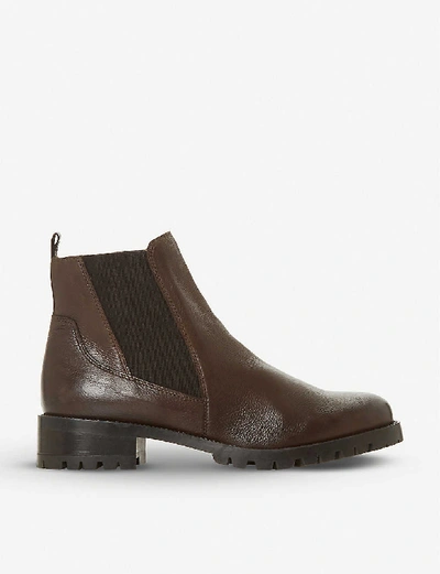 Shop Dune Powerful Block-heel Ankle Boot In Brown-leather