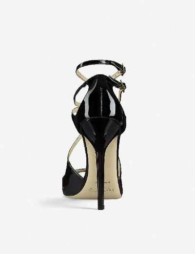 Shop Jimmy Choo Lance 115 Patent-leather Heeled Sandals In Black