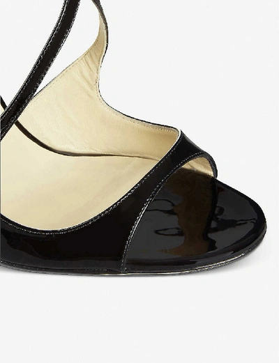 Shop Jimmy Choo Lance 115 Patent-leather Heeled Sandals In Black