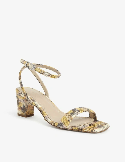 Shop Sandro Snake-embossed Leather Strappy Sandals