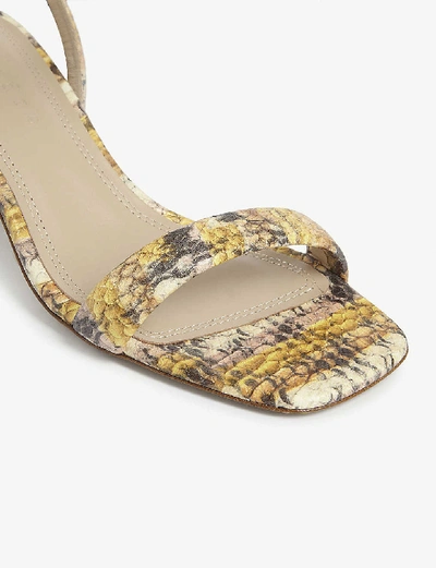 Shop Sandro Snake-embossed Leather Strappy Sandals