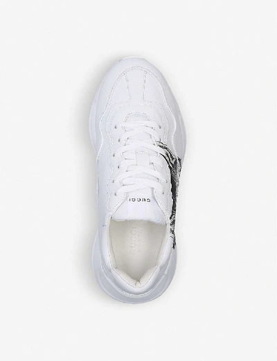 Shop Gucci Rhyton Leather Trainers In White