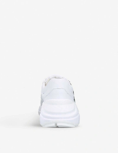 Shop Gucci Rhyton Leather Trainers In White