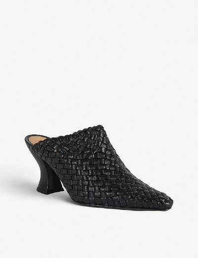 Shop Bottega Veneta Intrecciato Spool-heel Leather Mules