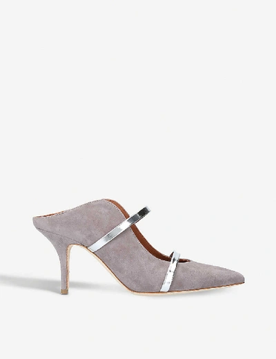 Shop Malone Souliers Maureen Strappy Suede Mules In Grey/light