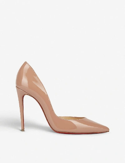 Christian Louboutin Sporty Pointed Toe Patent Pumps In Nude