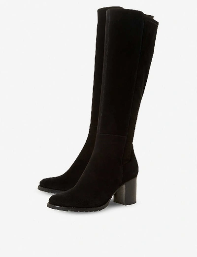 Shop Dune Womens Black-suede Titaneum Knee-high Suede Boots 3