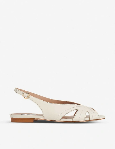 Shop Lk Bennett Rome Cut-out Leather Slingback Sandals In Whi-white