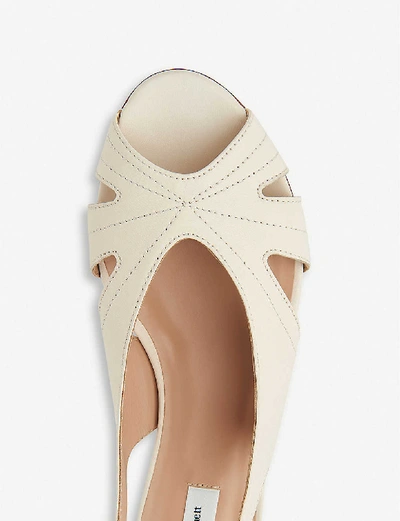 Shop Lk Bennett Rome Cut-out Leather Slingback Sandals In Whi-white