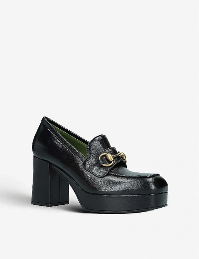 Shop Gucci Houdan Leather Platform Loafers In Black