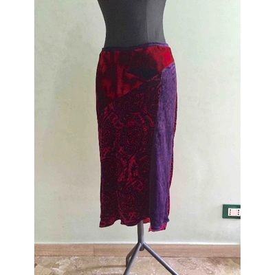 Pre-owned Pinko Velvet Maxi Skirt In Red