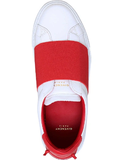 Shop Givenchy Knot Elasticated Leather Trainers In White/red