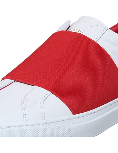 Shop Givenchy Knot Elasticated Leather Trainers In White/red