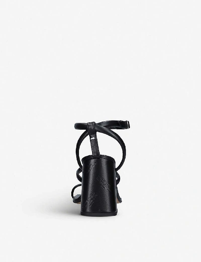 Shop Maison Margiela Tabi Logo-embossed Heeled Leather Sandals In Black