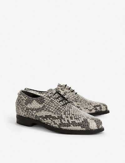 Shop Dune Snake-embossed Leather Flats In Natural-reptile+leather
